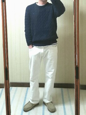 「HANES（ヘインズ）のアイテム（パンツ）」を使った、KT3さん（メンズ・170cm）の冬コーディネート