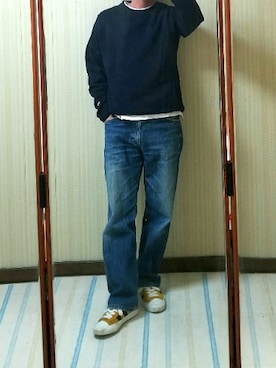 「ネイビー×ホワイト」｜「アイテム（その他トップス）」を使った、KT3さん（メンズ・170cm）の春コーディネート