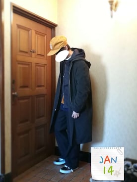 「STUDIOUS（ステュディオス）のアイテム（マウンテンパーカー）」を使った、すーけーさん（メンズ・163cm）の冬コーディネート