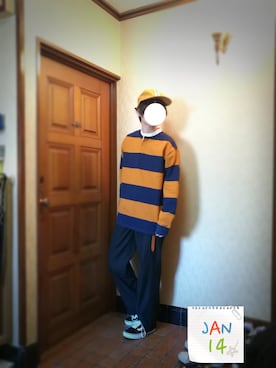 「ラガーシャツ」｜すーけーさん（メンズ・163cm）の冬コーディネート