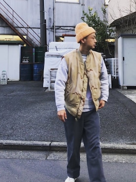 「ベンデイビス」｜「アイテム（スウェット）」を使った、せいsanさん（メンズ・177cm）の冬コーディネート