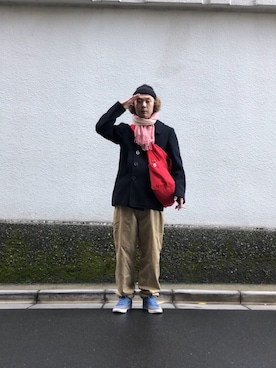 「Pコート」｜「アイテム（ミリタリージャケット）」を使った、せいsanさん（メンズ・177cm）の冬コーディネート
