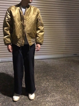 「アイテム（ミリタリージャケット、ゴールド系）」を使った、せいsanさん（メンズ・177cm）の冬コーディネート