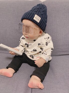「9ヶ月」｜「アイテム（ニットキャップ/ビーニー）」を使った、Ｎ☺︎Ｙ☺︎︎︎︎Hさん（キッズ・70cm）の秋コーディネート