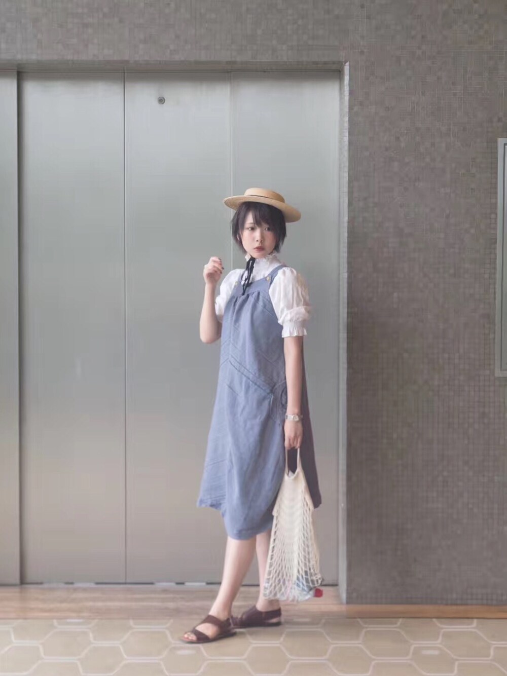 「summer、girl、VINTAGE、90’s、中古、今日のコーデ、今日の服、夏コーデ、夏セールで買いました、RUBY AND YOU」｜「I am I in fact...のアイテム（帽子、その他）」を使った、Rach 🌌さん（レディース・163cm）の秋コーディネートの1枚目の写真