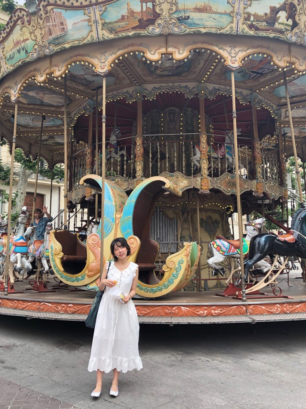 「summer、フランス、Plage、rubyandyou、今日のコーデ、全身白コーデ  、今日の服、旅行コーデ、おしゃれさんと繋がりたい、かわいい」｜「RUBY AND YOUのアイテム（ワンピース/ドレス、ホワイト系）」を使った、Rach 🌌さん（レディース・163cm）の夏コーディネートの1枚目の写真