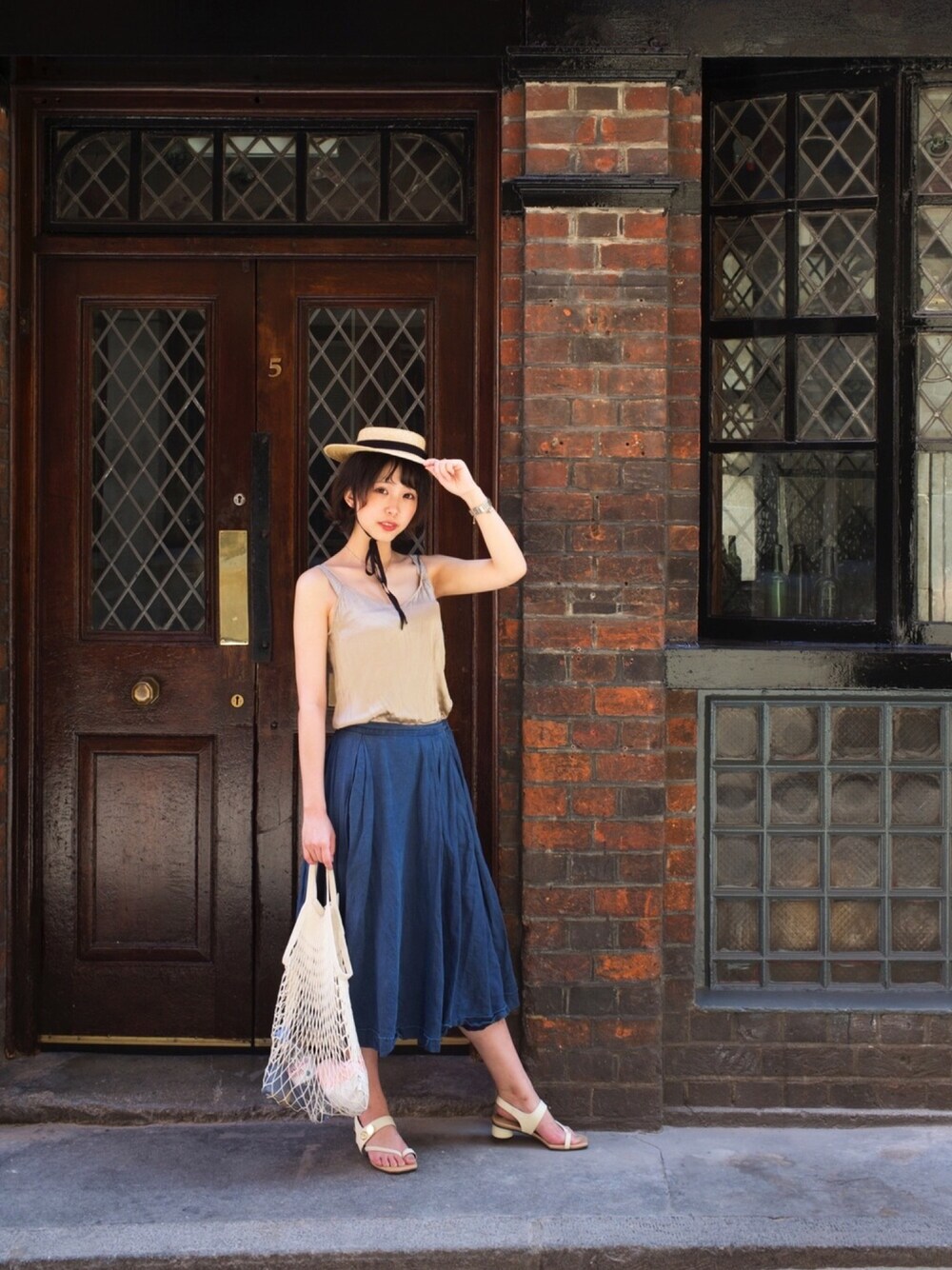 「FUDGE、ロンドン、Plage、initial、今日のコーデ、私服、夏コーデ、IamI in fact…、おしゃれさんと繋がりたい、コーデュロイ」｜「I am I in fact...のアイテム（帽子、その他）」を使った、Rach 🌌さん（レディース・163cm）の夏コーディネートの1枚目の写真