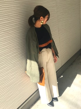 「TODAYFUL（トゥデイフル）のニュアンスサイクルピアス（ピアス（両耳用））」を使った、can5さん（レディース・157cm）の春コーディネート