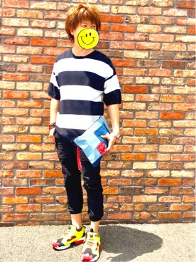 「Reebok（リーボック）のINSTA PUMP FURY（インスタ ポンプフューリー）（スニーカー、ブラック系）」を使った、アラフィフが見えてきた。。。さん（メンズ・174cm）の春コーディネート