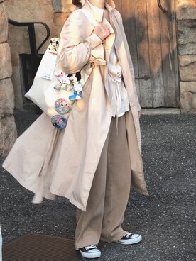 「disney」｜「アイテム（トレンチコート）」を使った、うみ🐟さん（レディース・152cm）の夏コーディネート