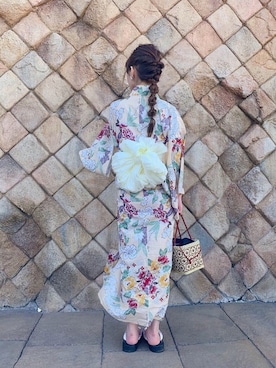 「アイテム（浴衣、オレンジ系）」を使った、うみ🐟さん（レディース・153cm）の夏コーディネート