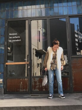 「H&M DIVIDED（エイチアンドエム　ディヴァイデッド）のアイテム（その他アウター）」を使った、m y u.さん（レディース・158cm）の秋コーディネート