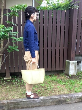 「YAECA」｜「アイテム（デニムジャケット）」を使った、wrigley'sさん（レディース・161cm）の夏コーディネート