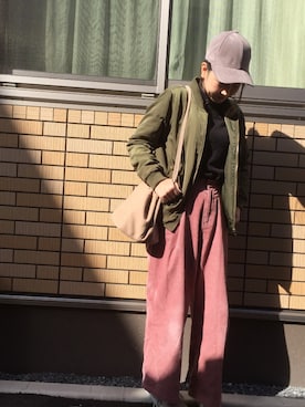 「RETRO GIRL（レトロガール）のアイテム（ミリタリージャケット）」を使った、saaaa7さん（レディース・157cm）の冬コーディネート