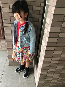 「GLOBAL WORK（グローバルワーク）の【キッズ】ギャザースカート(柄)/777108（スカート、その他）」を使った、サニーさん（レディース）の春コーディネート