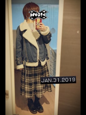 「RNA（アールエヌエー）のアイテム（その他アウター）」を使った、もかちーのさん（レディース・156cm）の冬コーディネート