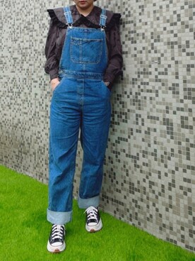「NET（ネット）のアイテム（オールインワン・サロペット）」を使った、雪倫さん（レディース・156cm）の春コーディネート