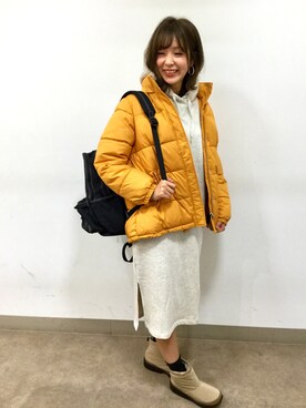 studio CLIP 本川越ペペ店さんの「エアリースタンド中綿ショートコート」を使ったコーディネート