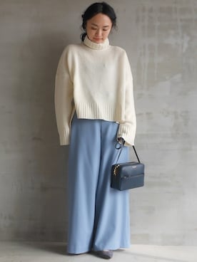「HELIOPOLE（エリオポール）のアイテム（パンツ）」を使った、i_k_u_m_iさん（レディース・158cm）の秋コーディネート