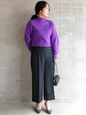 「HELIOPOLE（エリオポール）のアイテム（パンツ）」を使った、i_k_u_m_iさん（レディース・158cm）の秋コーディネート
