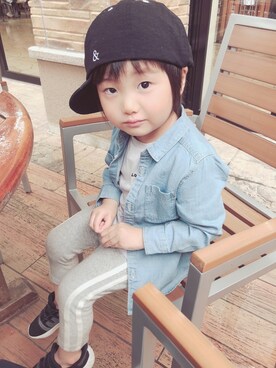 「ARCH & LINE（アーチアンドライン）のアイテム（帽子）」を使った、rikuさん（キッズ・90cm）の春コーディネート