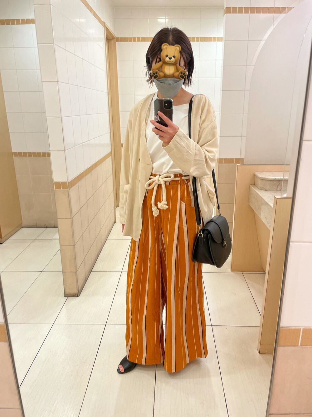 「CIAOPANIC TYPYのノーカラーイージージャケット（ノーカラージャケット、ベージュ系）」を使った、haruさん（レディース・157cm）の夏コーディネートの1枚目の写真