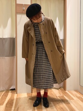 「Samansa Mos2 blue（サマンサモスモスブルー）のアイテム（ハンチング/ベレー帽）」を使った、ふ　る　　　さん（レディース・162cm）の秋コーディネート