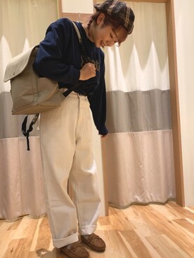 「チェック柄に恋してる」｜「アイテム（モカシン/デッキシューズ）」を使った、ふ　る　　　さん（レディース・162cm）の秋コーディネート
