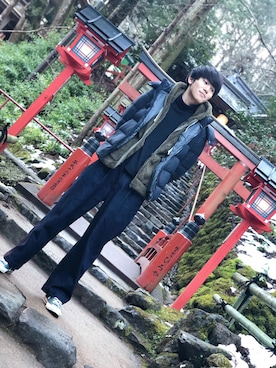 「Johnbull Private labo（ジョンブルプライベートラボ）のアイテム（その他アウター）」を使った、たーくみさん（メンズ・182cm）の冬コーディネート