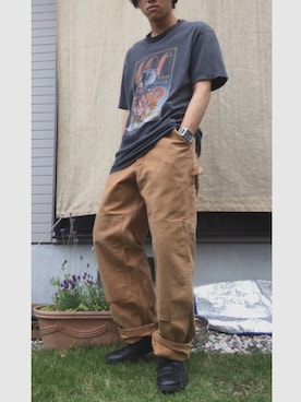 「USA」｜「アイテム（サロペット/オーバーオール）」を使った、自己満   悪しからず。さん（メンズ・173cm）の夏コーディネート
