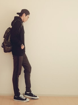 「BASECONTROL（ベースコントロール）のアイテム（帽子）」を使った、jinoさん（メンズ・184cm）の秋コーディネート