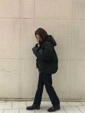 「Ungrid（アングリッド）のショートボリュームダウン（ダウンジャケット/コート）」を使った、吉本杏奈さん（レディース・164cm）の冬コーディネート