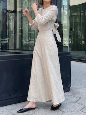 「Ungrid（アングリッド）のバックリボンフレアワンピース（ワンピース）」を使った、吉本杏奈さん（レディース・164cm）の春コーディネート