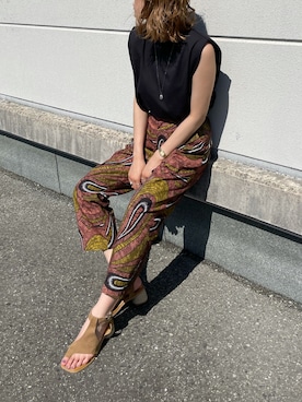 「Ungrid（アングリッド）のジュートヒールサンダル（サンダル）」を使った、吉本杏奈さん（レディース・164cm）の春コーディネート