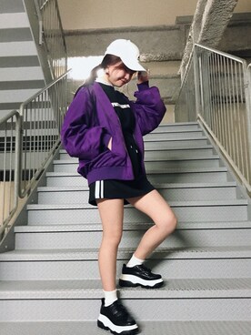 「ストリート服が好き」｜「アイテム（MA-1）」を使った、monaさん（レディース・155cm）の秋コーディネート