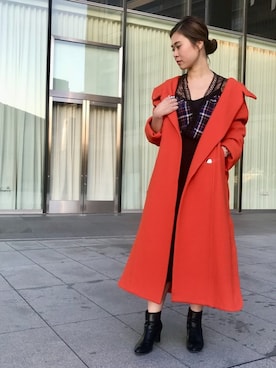 「NINE（ナイン）のアイテム（ジャケット/アウター）」を使った、Mai Onoさん（レディース・160cm）の秋コーディネート
