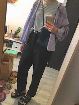 「MHL.（エムエイチエル）のアイテム（チノパンツ、ブラック系）」を使った、ncncncさん（レディース・163cm）の夏コーディネート