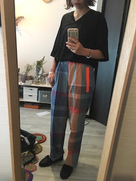 「enrouteのアイテム（Tシャツ/カットソー、ブラック系）」を使った、ncncncさん（レディース・163cm）の夏コーディネート