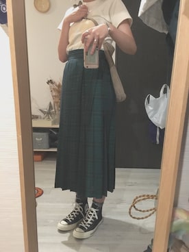 「beautiful people（ビューティフルピープル）のアイテム（スカート、グリーン系）」を使った、ncncncさん（レディース・163cm）の秋コーディネート