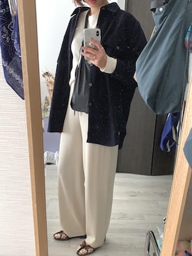「VINTAGE（ヴィンテージ）のアイテム（シャツ/ブラウス、ブルー系）」を使った、ncncncさん（レディース・163cm）の秋コーディネート