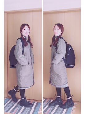 「koe（コエ）のアイテム（ノーカラージャケット）」を使った、Onjyuさん（レディース・152cm）の冬コーディネート