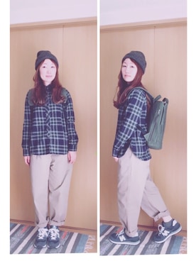 「おちびさん」｜「アイテム（チノパンツ）」を使った、Onjyuさん（レディース・152cm）の冬コーディネート