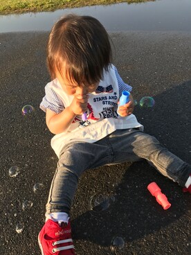 「Boomy Roomy（ブーミィルーミィ）のアイテム」を使った、☆towa☆さん（キッズ・80cm）の夏コーディネート