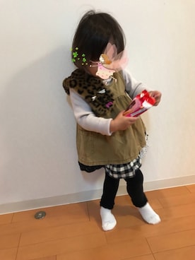 「MIKI HOUSE（ミキハウス）のアイテム（レギンス/スパッツ）」を使った、☆towa☆さん（キッズ・90cm）の春コーディネート