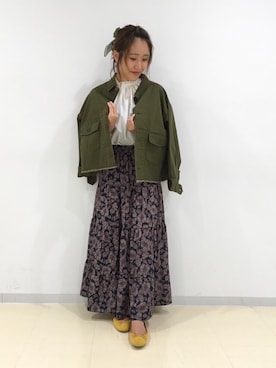 「Te chichi TERRASSE（テチチテラス）のアイテム（ミリタリージャケット）」を使った、yoriさん（レディース・155cm）の秋コーディネート