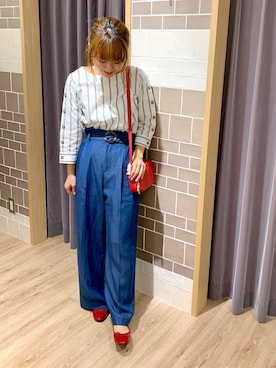 「マリンコーデ」｜「アイテム（バレエシューズ）」を使った、yoriさん（レディース・155cm）の冬コーディネート