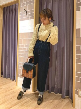 「Te chichi CLASSIC（テチチクラシック）のアイテム（ニット/セーター）」を使った、yoriさん（レディース・155cm）の秋コーディネート