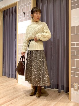 「Te chichi CLASSIC（テチチクラシック）のアイテム（ニット/セーター）」を使った、yoriさん（レディース・155cm）の冬コーディネート
