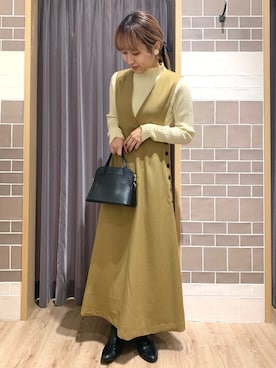 「Te chichi（テチチ）のアイテム（シャツワンピース）」を使った、yoriさん（レディース・155cm）の冬コーディネート