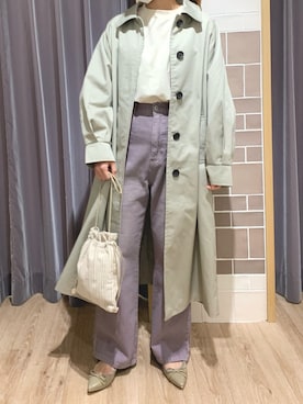 「テチチ(Te chichi)」｜「アイテム（ステンカラーコート）」を使った、yoriさん（レディース・155cm）の春コーディネート
